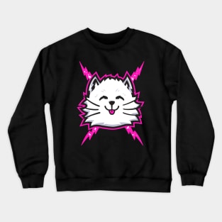 White Electric Cat Crewneck Sweatshirt